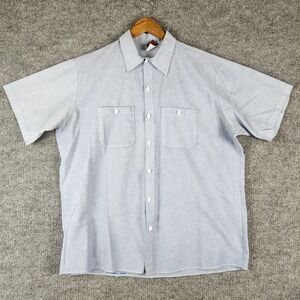 Vintage Big Ben Mens XL Light Blue Short Sleeve Work Shirt Button Up Chambray